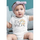 Overoz Organik%100 Pamuk Little Sister Kardeş Baskılı Kısa Kollu Bebek Çıtçıtlı Body Badi Zıbın Tulum 5379, 3-6 AY