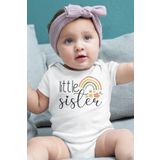 Overoz Organik%100 Pamuk Little Sister Kardeş Baskılı Kısa Kollu Bebek Çıtçıtlı Body Badi Zıbın Tulum 5379, 9-12 Ay