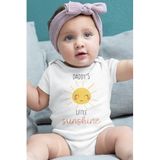 Overoz Organik%100 Pamuk Little Sunshine Baskılı Kısa Kollu Bebek Çıtçıtlı Body Badi Zıbın Tulum 5384, Yeni Doğan