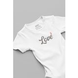 Overoz Organik%100 Pamuk Love 2 Ikiz Bebek Body Beyaz Badi Çıtçıtlı Zıbın 5850, 6-9 AY