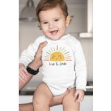 Overoz Organik%100 Pamuk Love To Smile Baskılı Uzun Kollu Bebek Çıtçıtlı Body Badi Zıbın Tulum 5388, 18-24 AY
