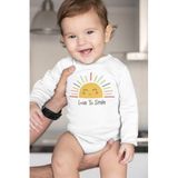 Overoz Organik%100 Pamuk Love To Smile Baskılı Uzun Kollu Bebek Çıtçıtlı Body Badi Zıbın Tulum 5388, 3-6 AY