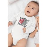 Overoz Organik%100 Pamuk Love You Mama Anne Baskılı Uzun Kollu Bebek Çıtçıtlı Body Badi Zıbın Tulum 5391, 18-24 AY