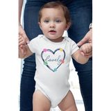 Overoz Organik%100 Pamuk Lovely Kalp Baskılı Kısa Kollu Çıtçıtlı Bebek Body Badi Zıbın Tulum 5508, 0-3 AY