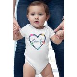 Overoz Organik%100 Pamuk Lovely Kalp Baskılı Kısa Kollu Çıtçıtlı Bebek Body Badi Zıbın Tulum 5508, 3-6 AY