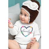 Overoz Organik%100 Pamuk Lovely Kalp Baskılı Uzun Kollu Çıtçıtlı Bebek Body Badi Zıbın Tulum 5508, 12-18 AY