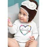 Overoz Organik%100 Pamuk Lovely Kalp Baskılı Uzun Kollu Çıtçıtlı Bebek Body Badi Zıbın Tulum 5508, 3-6 AY