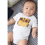 Overoz Organik%100 Pamuk Mini Boss Baskılı Kısa Kollu Çıtçıtlı Bebek Body Badi Zıbın Tulum 5502, 12-18 AY