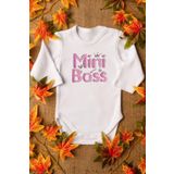 Overoz Organik%100 Pamuk Mini Boss Patron Baskılı Uzun Kollu Çıtçıtlı Bebek Body Badi Zıbın Tulum 5544, 3-6 AY