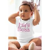Overoz Organik%100 Pamuk Mini Boss Patron Kısa Kollu Bebek Body Beyaz Bebek Badi Çıtçıtlı Zıbın 5544, 0-3 AY