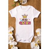 Overoz Organik%100 Pamuk Mini Queen Kraliçe Baskılı Bebek Body Çıtçıtlı Badi Zıbın Tulum 5150, 12-18 AY