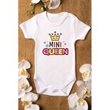 Overoz Organik%100 Pamuk Mini Queen Kraliçe Baskılı Bebek Body Çıtçıtlı Badi Zıbın Tulum 5150, 6-9 AY