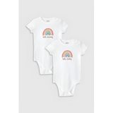 Overoz Organik%100 Pamuk Mommy Daddy Anne Baba 2'li Bebek Body Set Badi Çıtçıtlı Zıbın Ikili 5354-5355, 6-9 AY