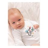 Overoz Organik%100 Pamuk More Love Baskılı Uzun Kollu Bebek Çıtçıtlı Body Badi Zıbın Tulum 5372, 12-18 AY