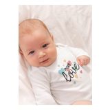 Overoz Organik%100 Pamuk More Love Baskılı Uzun Kollu Bebek Çıtçıtlı Body Badi Zıbın Tulum 5372, 6-9 AY