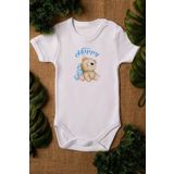 Overoz Organik%100 Pamuk Mutlu Ayıcık Happy Baskılı Bebek Body Badi Çıtçıtlı Zıbın Tulum 5102, 6-9 AY