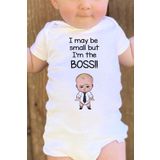 Overoz Organik%100 Pamuk Patron Bebek I May Be Small But I Am The Boss Bebek Body Çıtçıtlı Badi Zıbın 5207, 12-18 AY
