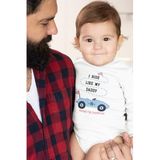 Overoz Organik%100 Pamuk Ride Like Daddy Baba Araba Uzun Kollu Bebek Çıtçıtlı Body Badi Zıbın Tulum 5419, 12-18 AY