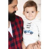 Overoz Organik%100 Pamuk Ride Like Daddy Baba Araba Uzun Kollu Bebek Çıtçıtlı Body Badi Zıbın Tulum 5419, 24-36 Ay