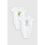 Overoz Organik%100 Pamuk Sarıl Bana Baskılı 2'li Bebek Body Set Badi Çıtçıtlı Zıbın Tulum Ikili 5867-5868, 0-3 AY
