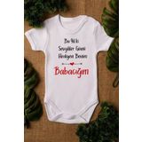 Overoz Organik%100 Pamuk Sevgililer Günü Hediyen Benim Babacığım Bebek Body Badi Çıtçıtlı Zıbın 5125, 6-9 AY