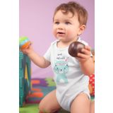 Overoz Organik%100 Pamuk Sevimli Ayı Baskılı Kısa Kollu Bebek Çıtçıtlı Body Badi Zıbın Tulum 5423, 6-9 AY