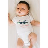 Overoz Organik%100 Pamuk Sleppy Panda Baskılı Kısa Kollu Çıtçıtlı Bebek Body Badi Zıbın Tulum 5470, 24-36 Ay