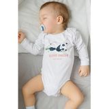 Overoz Organik%100 Pamuk Sleppy Panda Baskılı Uzun Kollu Çıtçıtlı Bebek Body Badi Zıbın Tulum 5470, 24-36 Ay