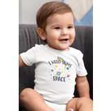Overoz Organik%100 Pamuk Space Uzay Baskılı Kısa Kollu Bebek Çıtçıtlı Body Badi Zıbın Tulum 5373, 3-6 AY