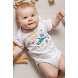 Overoz Organik%100 Pamuk Space Uzay Baskılı Kısa Kollu Bebek Çıtçıtlı Body Badi Zıbın Tulum 5377, 3-6 AY