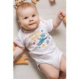 Overoz Organik%100 Pamuk Space Uzay Baskılı Kısa Kollu Bebek Çıtçıtlı Body Badi Zıbın Tulum 5377, 9-12 Ay