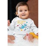 Overoz Organik%100 Pamuk Space Uzay Baskılı Uzun Kollu Bebek Çıtçıtlı Body Badi Zıbın Tulum 5377, 9-12 Ay