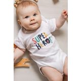Overoz Organik%100 Pamuk Super Hero Kahraman Baskılı Kısa Kollu Bebek Çıtçıtlı Body Badi Zıbın Tulum 5370, 0-3 AY