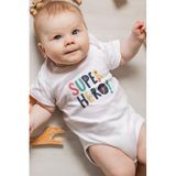 Overoz Organik%100 Pamuk Super Hero Kahraman Baskılı Kısa Kollu Bebek Çıtçıtlı Body Badi Zıbın Tulum 5370, 6-9 AY