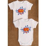 Overoz Organik%100 Pamuk Super Mom Dad Anne Baba 2'li Bebek Body Set Çıtçıtlı Badi Zıbın Ikili 5195-5196, 0-3 AY
