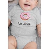 Overoz Organik%100 Pamuk Tam Yemelik Donut Baskılı Bebek Body Çıtçıtlı Badi Zıbın Tulum 5263-G, 0-3 AY