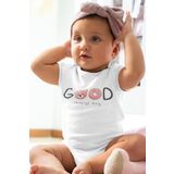 Overoz Organik%100 Pamuk Teddy Bear Good Baskılı Kısa Kollu Bebek Çıtçıtlı Body Badi Zıbın Tulum 5390, 6-9 AY