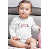 Overoz Organik%100 Pamuk Teddy Bear Good Baskılı Uzun Kollu Bebek Çıtçıtlı Body Badi Zıbın Tulum 5390, 9-12 Ay