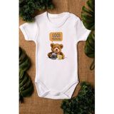 Overoz Organik%100 Pamuk Teddy Bear Good Morning Kısa Kollu Bebek Çıtçıtlı Body Badi Zıbın Tulum 5364, 6-9 AY