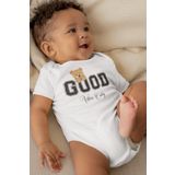 Overoz Organik%100 Pamuk Teddy Bear Good Vibes Kısa Kollu Bebek Çıtçıtlı Body Badi Zıbın Tulum 5392, 9-12 Ay
