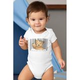 Overoz Organik%100 Pamuk Teddy Bear Hello Baskılı Kısa Kollu Bebek Çıtçıtlı Body Badi Zıbın Tulum 5403, 9-12 Ay