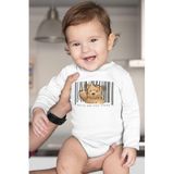 Overoz Organik%100 Pamuk Teddy Bear Hello Baskılı Uzun Kollu Bebek Çıtçıtlı Body Badi Zıbın Tulum 5403, 3-6 AY