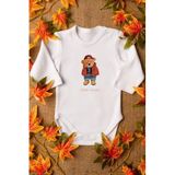 Overoz Organik%100 Pamuk Teddy Bear Hello Winter Baskılı Bebek Body Uzun Kollu Badi Çıtçıtlı Zıbın 5291, 18-24 AY