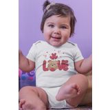 Overoz Organik%100 Pamuk Teddy Bear Love Baskılı Kısa Kollu Çıtçıtlı Bebek Body Badi Zıbın Tulum 5410, 0-3 AY