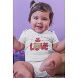 Overoz Organik%100 Pamuk Teddy Bear Love Baskılı Kısa Kollu Çıtçıtlı Bebek Body Badi Zıbın Tulum 5410, 6-9 AY