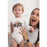 Overoz Organik%100 Pamuk Teddy Bear Nice Baskılı Beyaz Uzun Kollu Çıtçıtlı Bebek Body Badi Zıbın 5407, 24-36 Ay