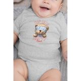 Overoz Organik%100 Pamuk Teddy Bear Sleep Nap Time Bebek Body Kısa Kollu Badi Çıtçıtlı Zıbın 5295-G, 3-6 AY