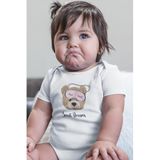 Overoz Organik%100 Pamuk Teddy Bear Sweat Dreams Kısa Kollu Çıtçıtlı Bebek Body Badi Zıbın Tulum 5411, 18-24 AY