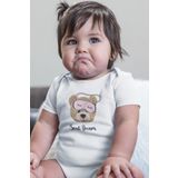 Overoz Organik%100 Pamuk Teddy Bear Sweat Dreams Kısa Kollu Çıtçıtlı Bebek Body Badi Zıbın Tulum 5411, 3-6 AY