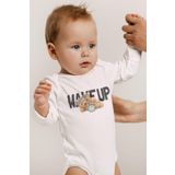 Overoz Organik%100 Pamuk Teddy Bear Wake Up Uzun Kollu Bebek Çıtçıtlı Body Badi Zıbın Tulum 5394, 18-24 AY